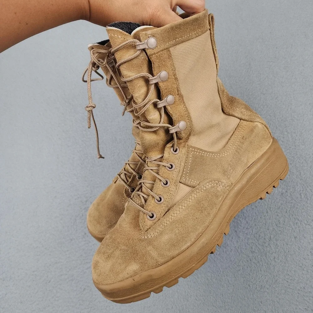 Belleville 790W Boots Mens Size 6 W Beige Suede Gore-Tex Vibram Combat Army USA